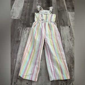 Peek Kids Girls' Striped Gauze Coverall Multi Jumpsuit Romper 8 Cotton